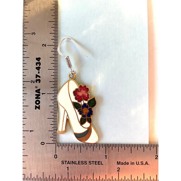 VINTAGE Cloisonné Enamel Starfish Dangle Earrings - Picture 4 of 5